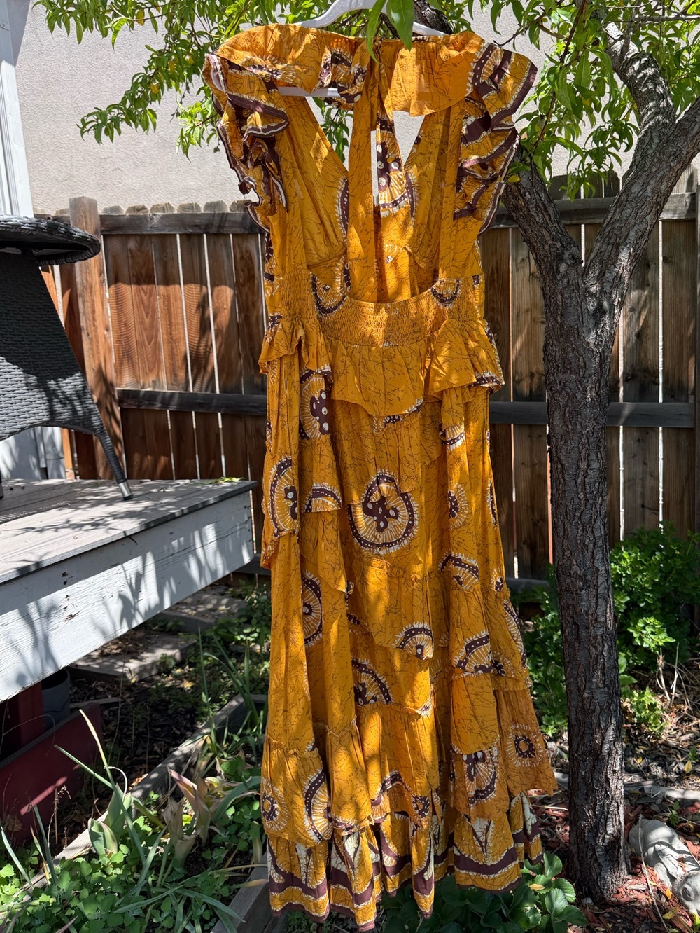 NWT Love the Label Anthropologie Adrienne Ruffled Boho Maxi Dress size large - Picture 3 of 17